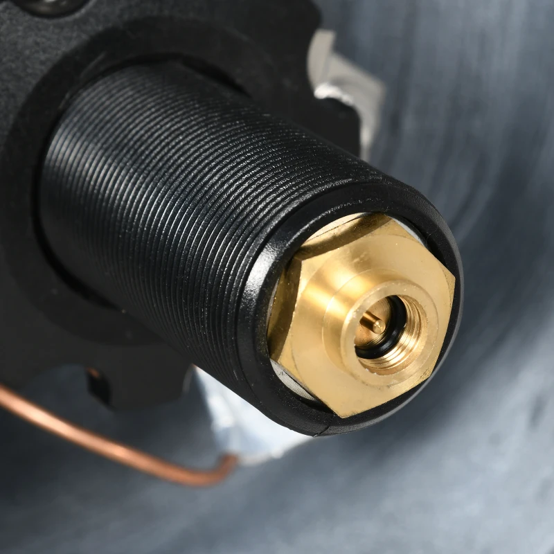 Outsunny Tischfeuerschale Gasfeuerschale, tragbar, mit Glassteinen, Feuerregler, Windschutz, Betonoptik, Ø25,4 x 18,5 cm