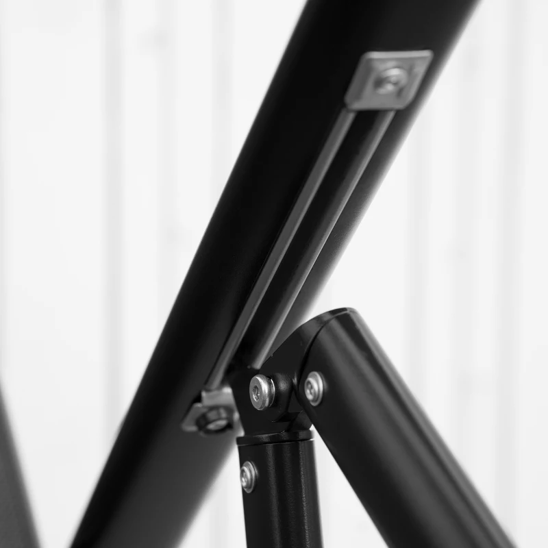 Outsunny Conjunto de Muebles de Jardín de Aluminio 7 Piezas con 6 Sillas Plegables y Reclinables Mesa de Vidrio Templado Negro