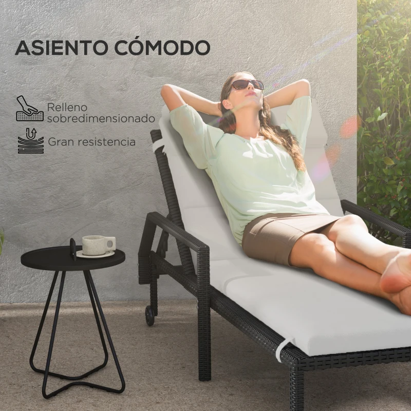 Outsunny Cojín para Tumbona de Algodón 196x63x6 cm con Tela Hidrófuga Cojín de Asiento y Respaldo Gris Claro