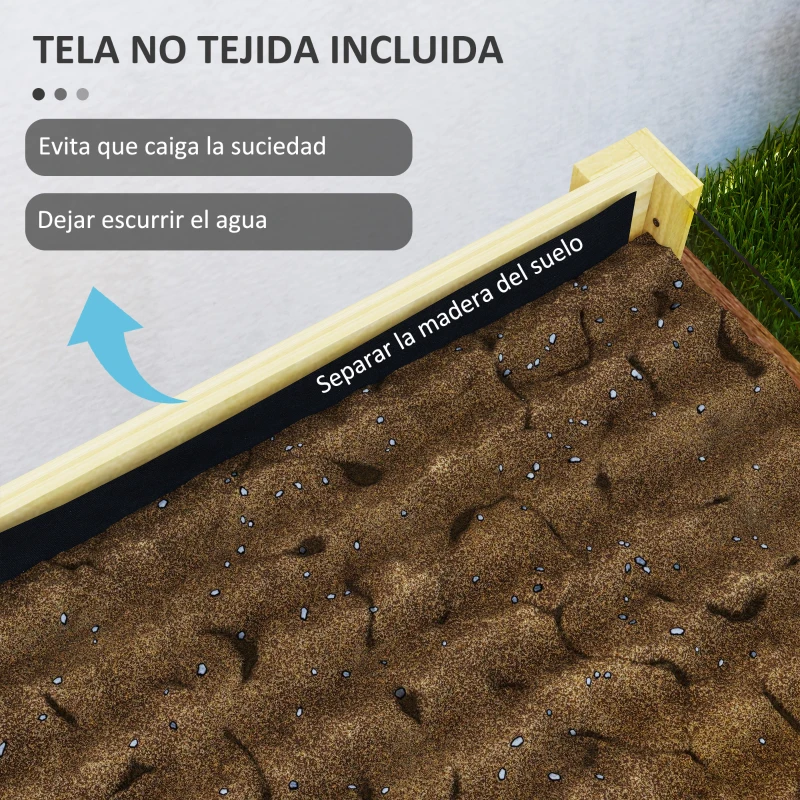 Outsunny Jardinera Elevada de Madera con Paneles Acrílicos para Flores y Vegetales con  Drenaje y Capacidad de 68L 75x46x60,5 cm
