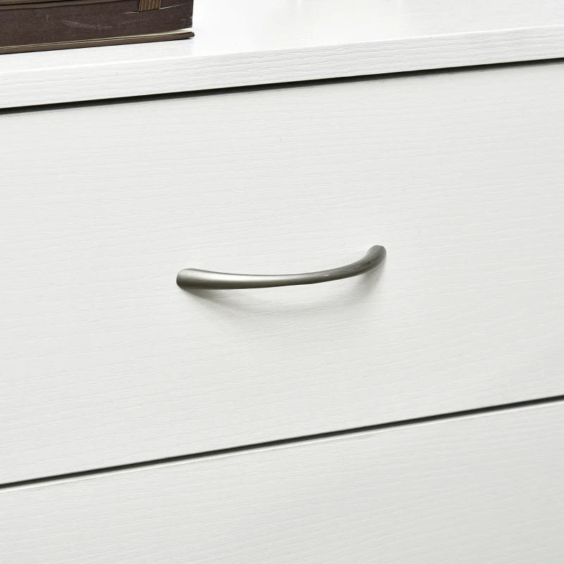 HOMCOM Mesilla de Noche con 3 Cajones y Asas de Aluminio Mesa de Noche para Dormitorio Salón 40x35x58 cm Blanco