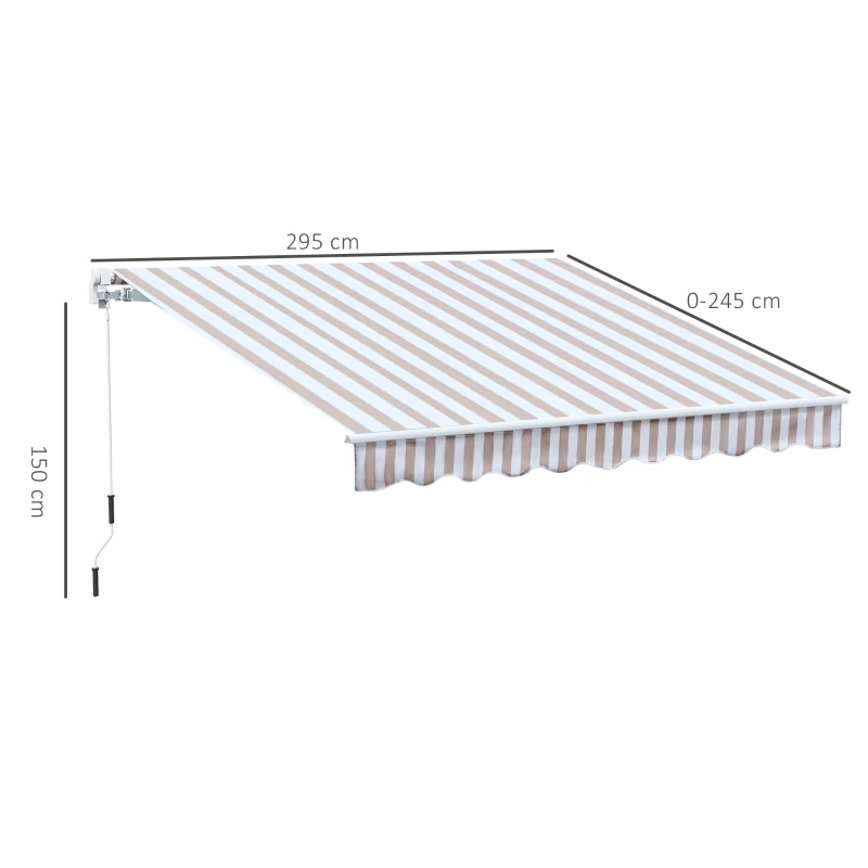 Outsunny Markise mit Handkurbel, Gelenkarmmarkise, Sonnenschutz, Wandmontage, Balkon, Alu Berge 3 x 2,5 m