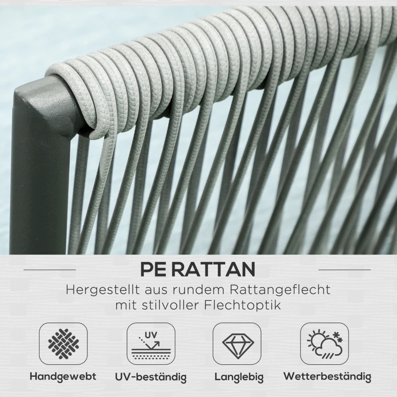 Outsunny Rattan Gartenmöbel-Set für 4 Personen Sitzgarnitur mit Kissen für Balkon Alu Grau