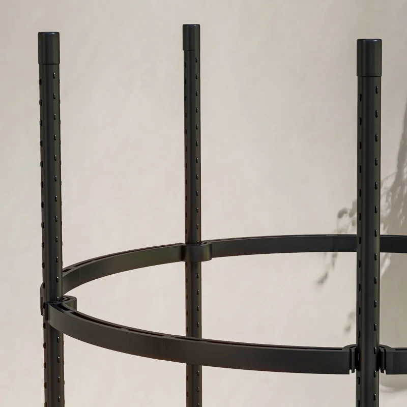 Outsunny Rankturm, Rankhilfe, versetzbare Ebenen, rostfreier Stahl, Ø50 x 195 cm, Schwarz