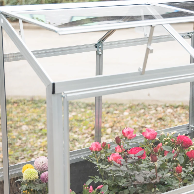 Outsunny Hochbeet mit Frühbeet Aufsatz aus Aluminium für Garten Terrasse Balkon Kräuterbeet Pflanzkasten Grau 113,5 x 61 x 128,5 cm