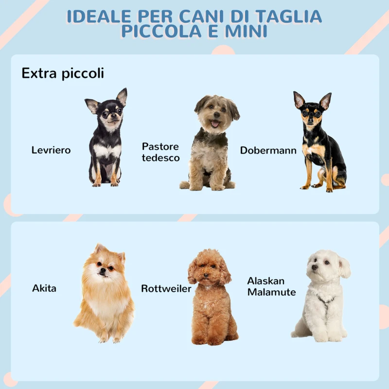 PawHut Cuccia per Cani di Taglia Piccola, Carlino, Chihuahua, Casetta da Esterno e da Interno Grigia e Blu, 59x75x66cm