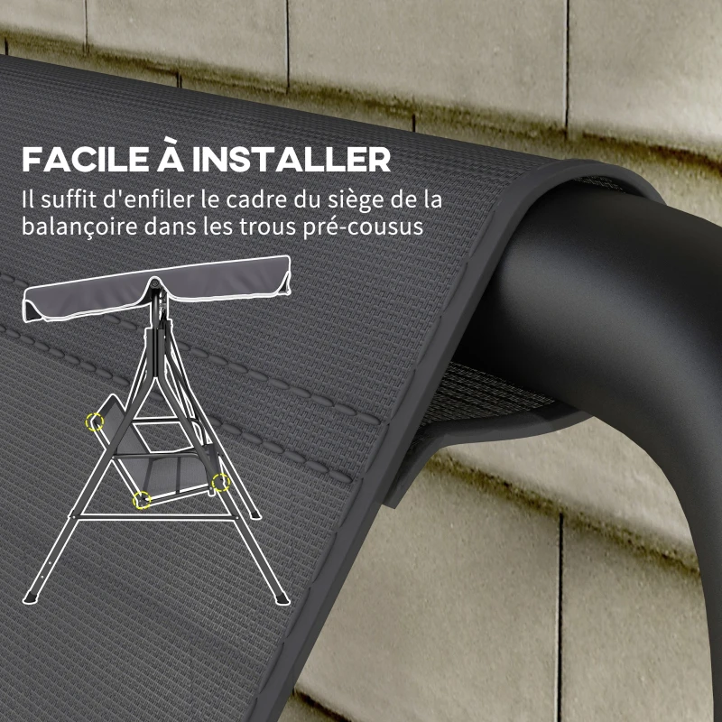 Outsunny Housse de rechange pour balançoire 2 et 3 places housse de siège de balançoire de jardin, 115 x 45 x 45 cm gris