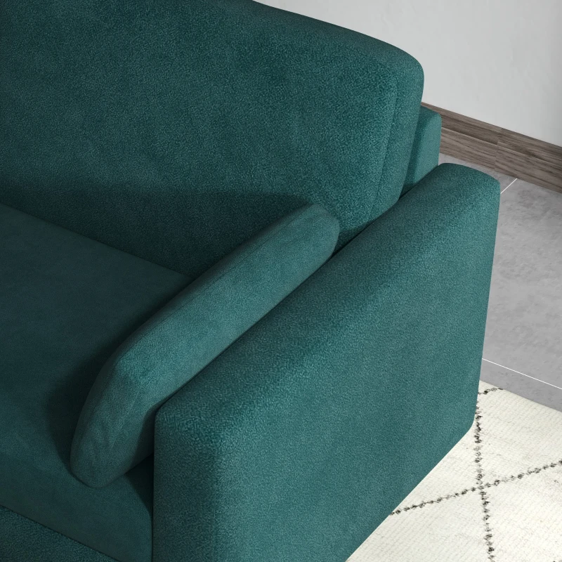 HOMCOM Divano 3 Posti in Velluto con Cuscini e Seduta Imbottita, 178x82x85cm, Verde Scuro