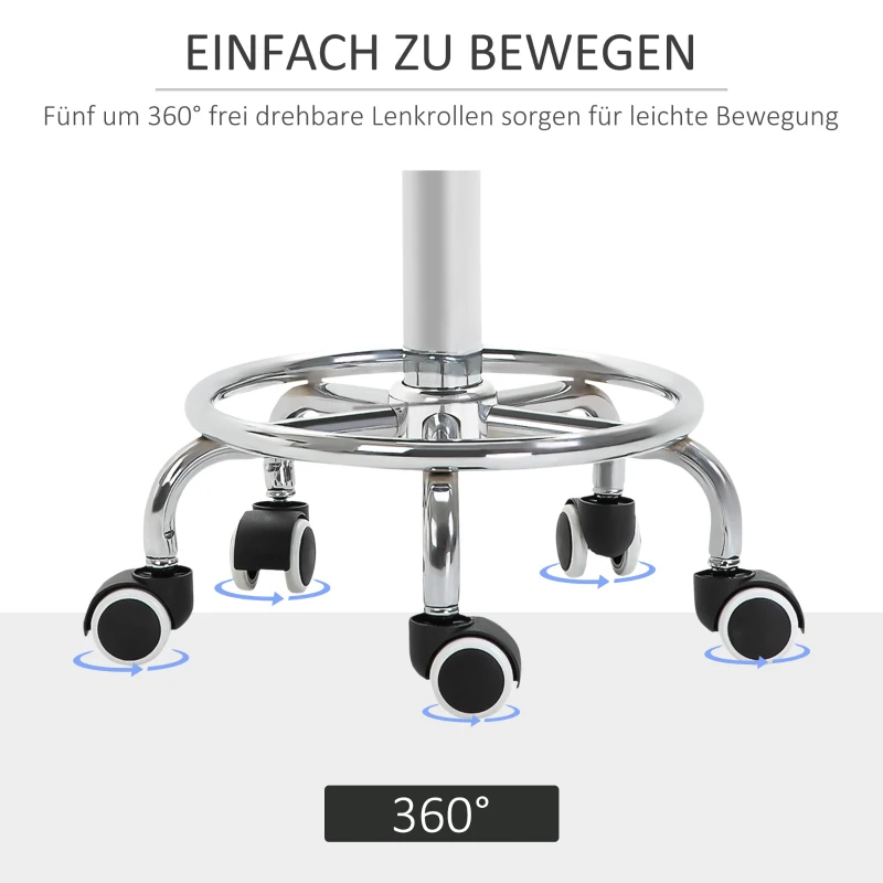 Vinsetto Salonhocker, höhenverstellbar, Kunstleder, bis 110 kg, Ø42x50-64H cm, Schwarz