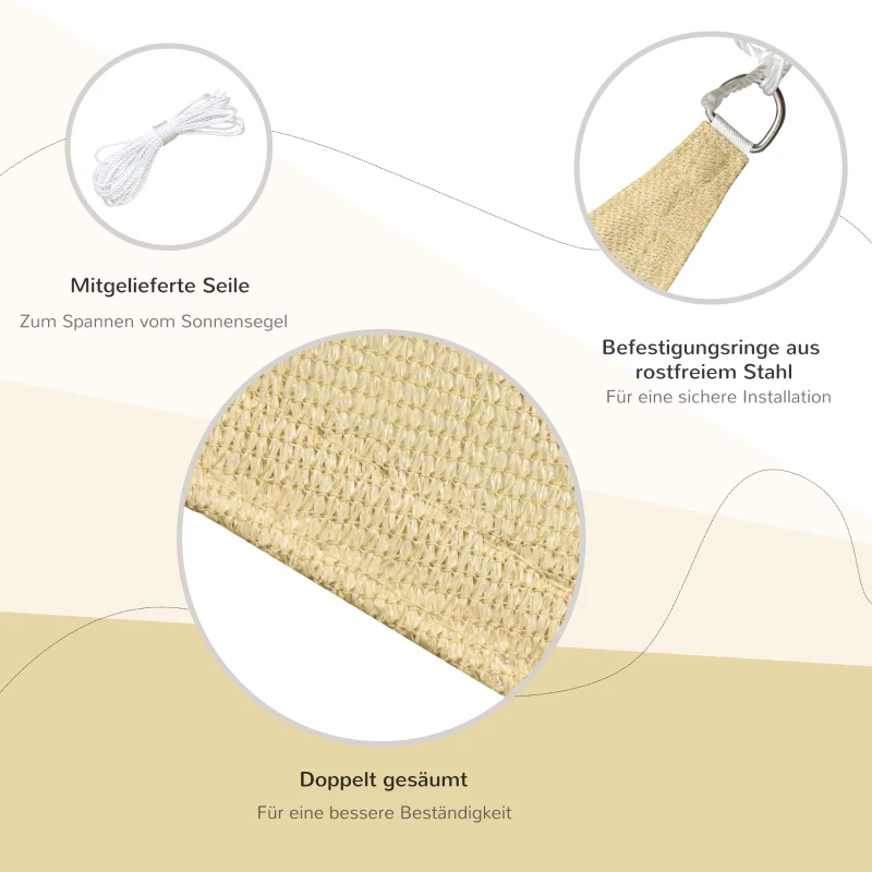 Outsunny Sonnensegel Sonnendach Sonnenschutz Dreiecke HDPE Beige 3 x 3 x 3 m