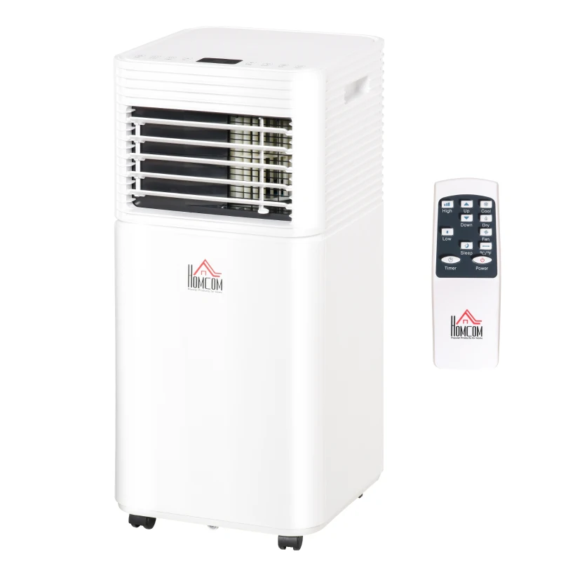 HOMCOM Climatiseur mobile 9000 BTU/H débit d'air 360 m³/h, minuterie 24H et télécommande, capacité max. de 28 m² blanc