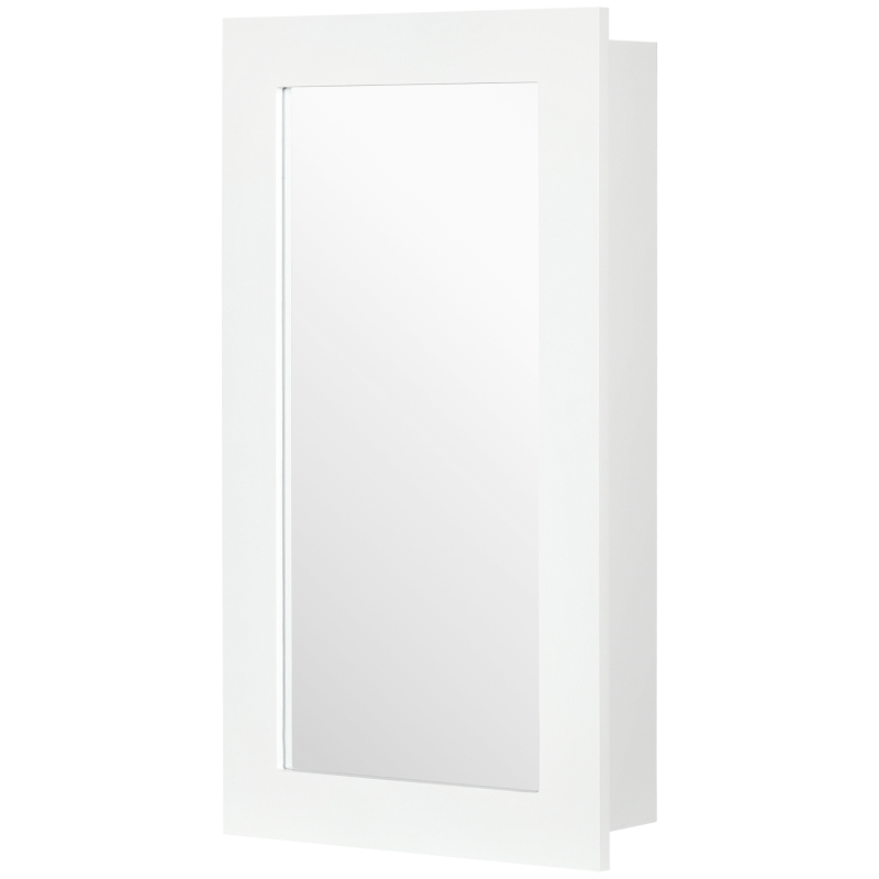 kleankin Armario con Espejo de Baño Botiquín de Pared con Puerta y Estantes Ajustables para Dormitorio Aseo 40x12x71 cm Blanco