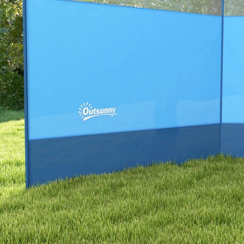 Outsunny Paravent brise-vent de camping portable pliable avec sac de transport et poteaux en acier dim. 440 cm x 140 cm bleu