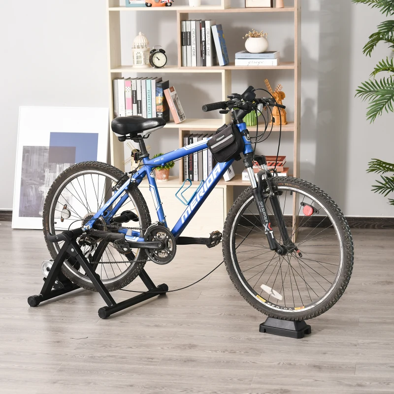 HOMCOM Rullo per Bicicletta da Corsa e Mountain Bike da 26"-28" e 700C, Rullo Bici Pieghevole e Magnetico in Acciaio