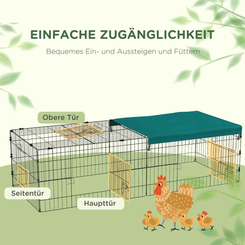 PawHut Kleintiergehege Freilaufgehege Zwergkaninchengehege, 185 x 75 x 50 cm, Grün + Schwarz