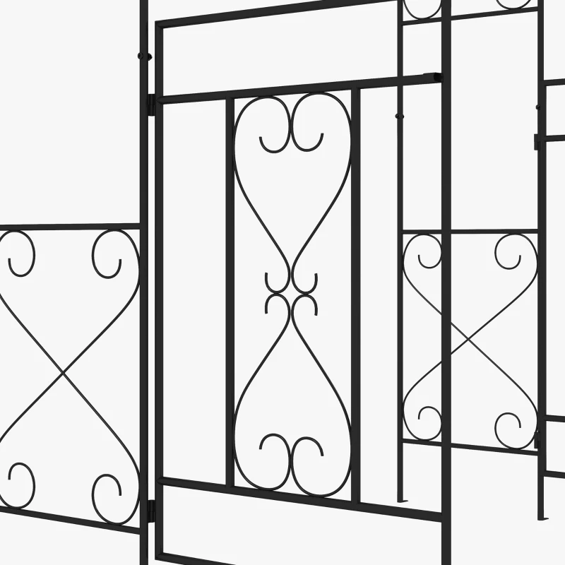 Outsunny Arche de Jardin avec portillon Arche à rosiers Style Fer forgé dim. 114L x 36l x 232H cm métal époxy Noir