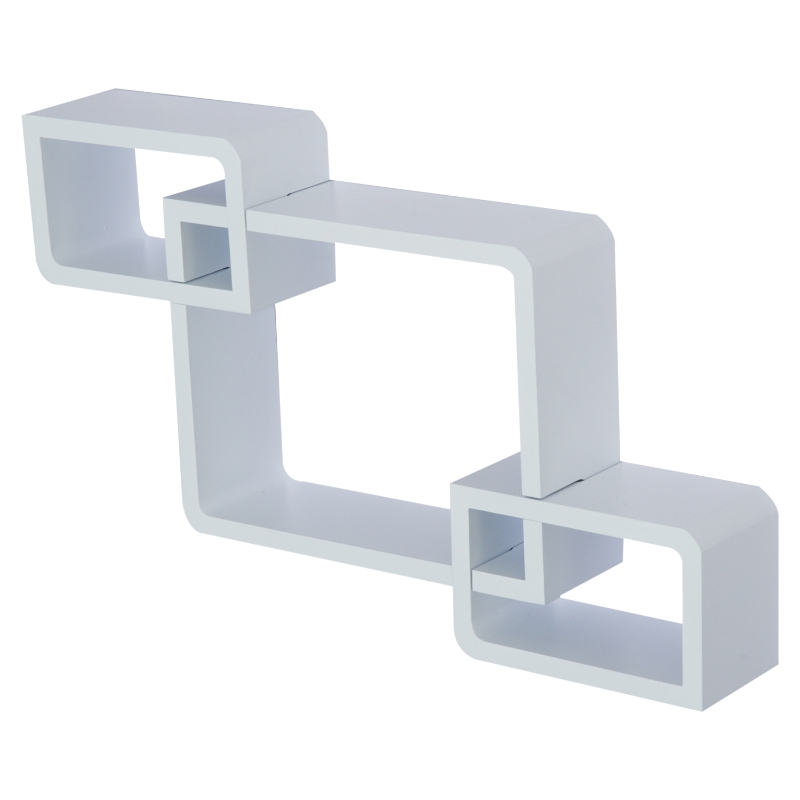 HOMCOM Estante de Pared Juego de 3 Estantes Estantería para Libro CDs Baldas Flotantes Decorativo Cubos Retros Blanco