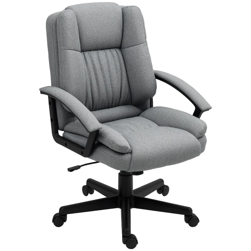 HOMCOM Linen-Look Padded Office Chair - Grey