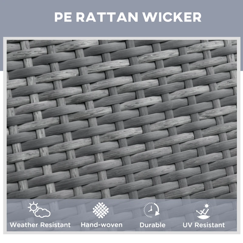 Outsunny Outdoor PE Rattan Sun Lounger, 5-Level Adjustable Backrest Wicker Outdoor Chaise Recliner, Garden Chair with 2 Wheels, Mixed Grey