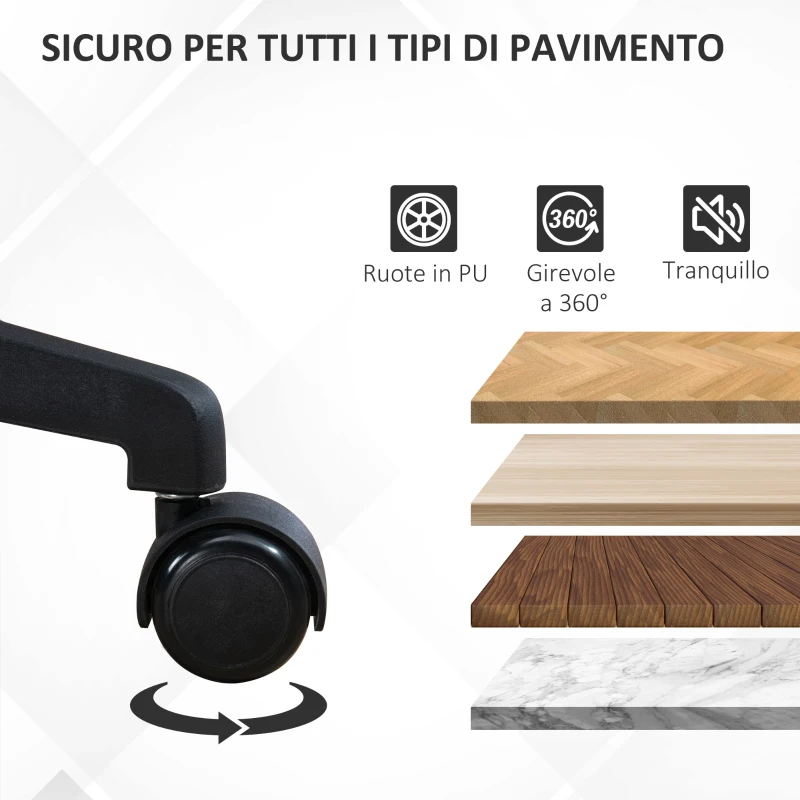 HOMCOM Sedia da Ufficio Ergonomica Girevole con Altezza Regolabile, Dondolo e Tessuto a Rete, Nero
