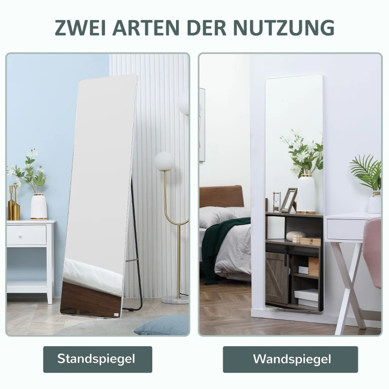 HOMCOM Standspiegel Wandspiegel Ganzkörperspiegel, Aluminium, 45 cm x 37 cm x 158,5 cm, Silber