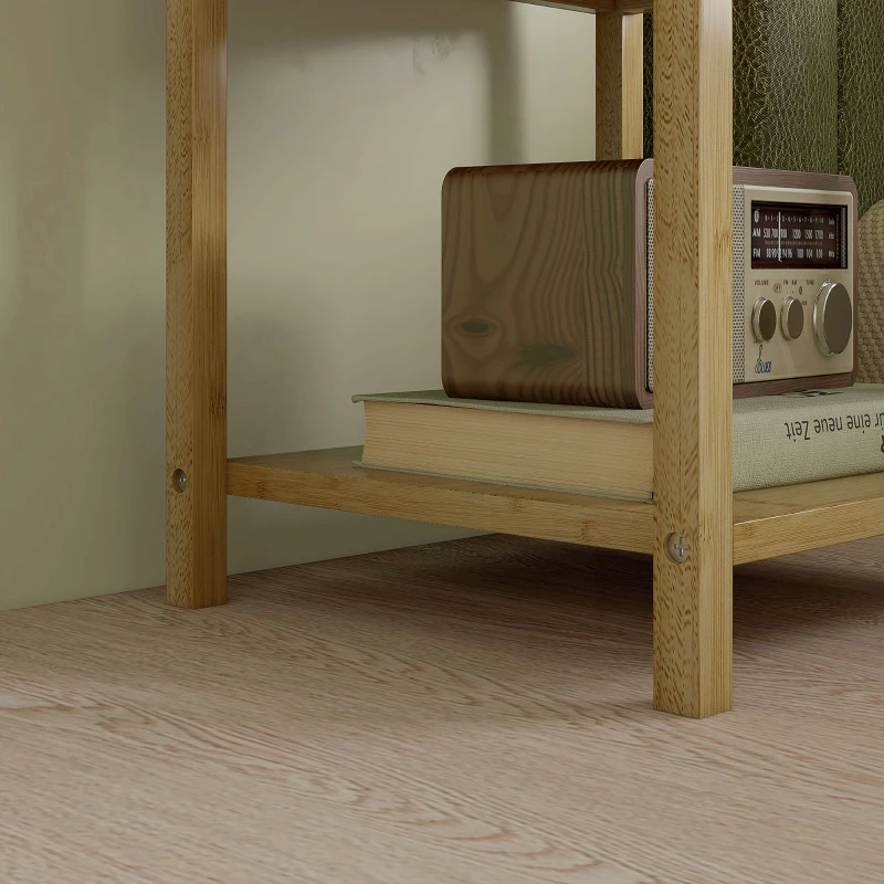 HOMCOM Lot de 2 tables de chevet table de nuit en bambou avec 2 tiroirs et 1 étagère 40 x 34 x 60 cm naturel