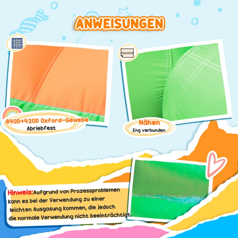 Outsunny Aufblasbare Hüpfburg mit Rutsche, Hüpfecke, 2 Wasserbecken, Boxsack, 478 x 440 x 210cm