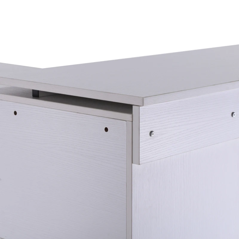 HOMCOM Escritorio Mesa de Ordenador Mesa Esquinera Oficina 2 Formas con 4 Estantes 1 Cajón 1 Puerta Mesa de Despacho Escuela Estudio Madera