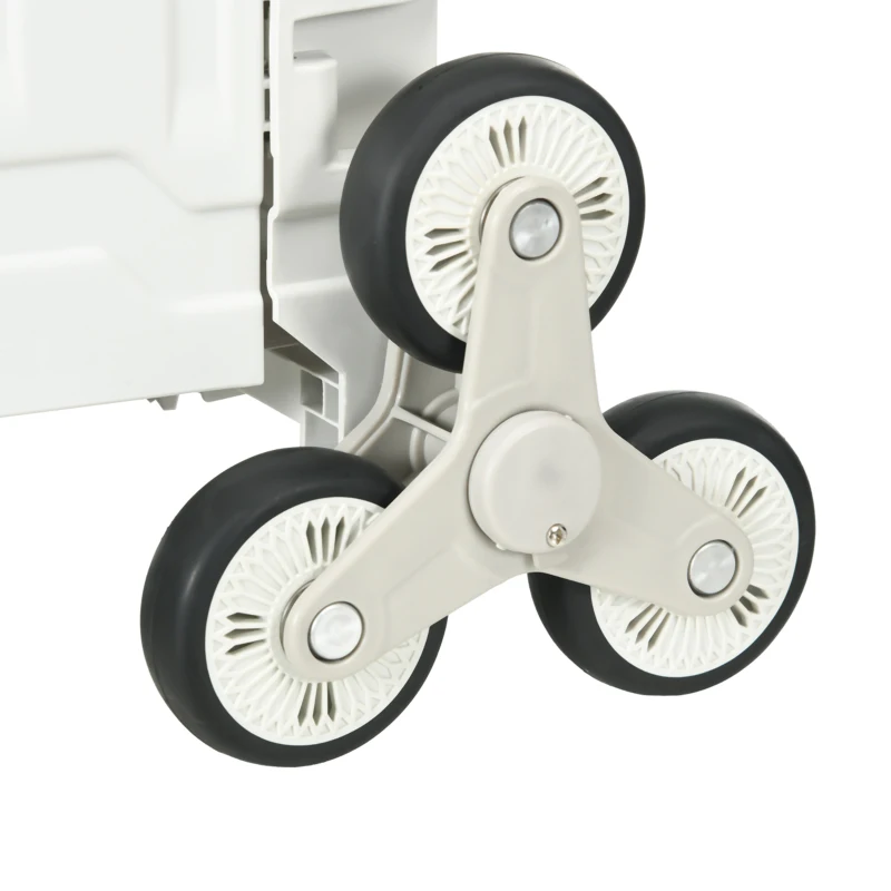 HOMCOM Einkaufstrolley Treppensteiger Mobile Transportbox, klappbar, Teleskopgriff, bis max. 65 Kilo belastbar, Weiß(m-8)