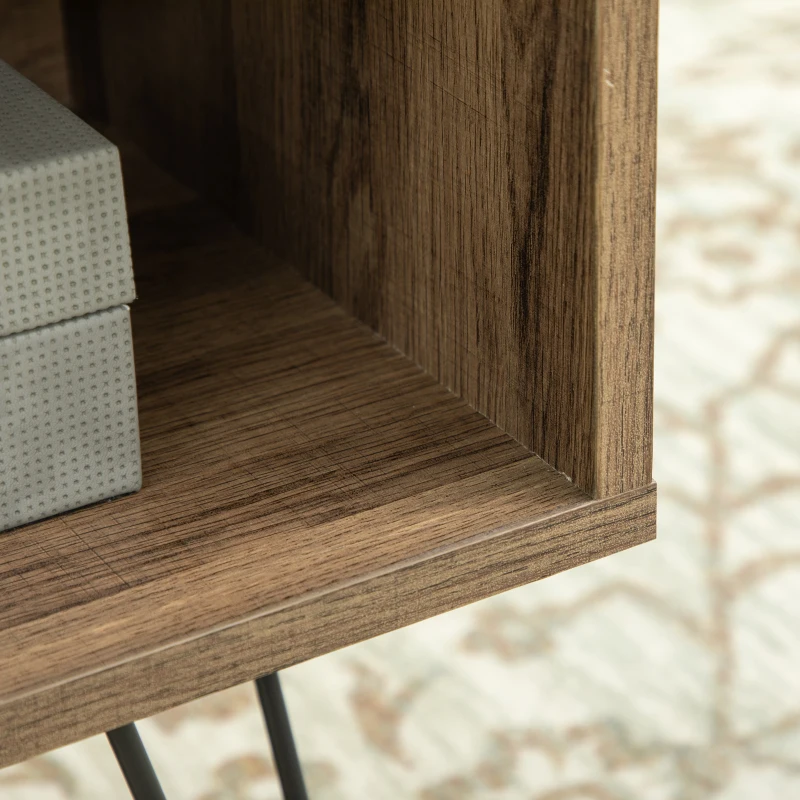 HOMCOM Mesa de Centro Estilo Boho con Cajón Estampado y Patas de Metal de Horquilla para Salón Oficina 90x45x46cm Madera