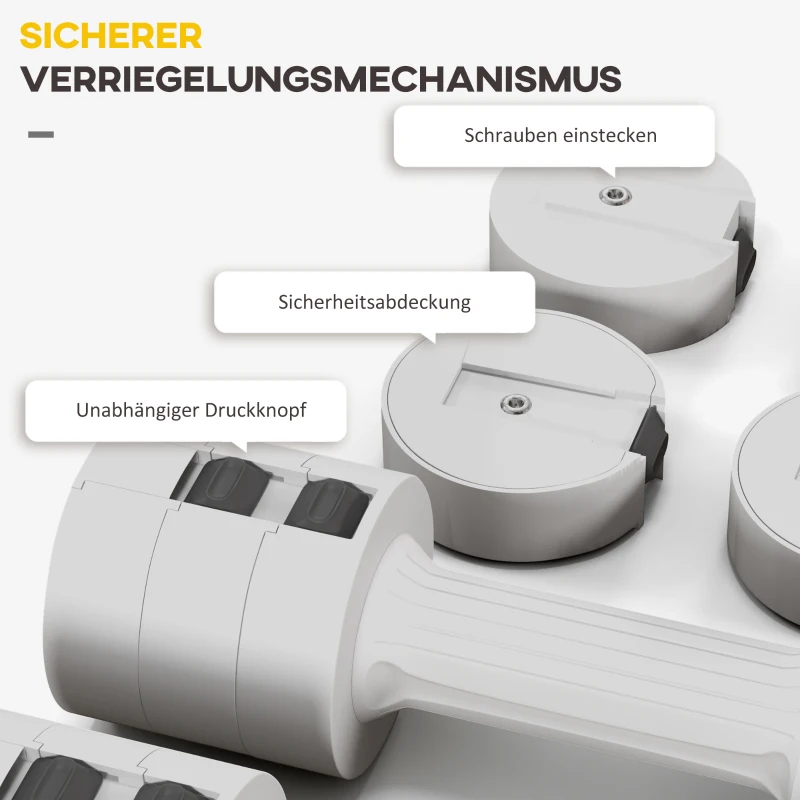 SPORTNOW 2 x 2,5 kg Kurzhanteln mit anpassbarem Gewicht, Kunststoffgehäuse, Weiß