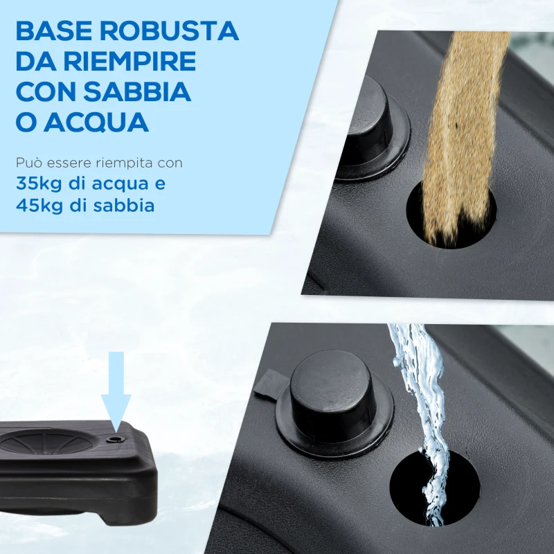 HOMCOM Canestro Portatile per Bambini, Altezza Regolabile 110cm, 130cm e Base da Riempire con Acqua (35kg) o Sabbia (45kg)