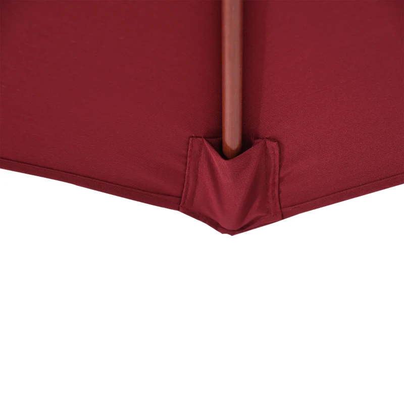 Outsunny Sombrilla Parasol con Poste Desmontable de Madera Ángulo Ajustable Ventilación Sistema de Polea para Exterior Jardín Patio Piscina Terraza Ø257x253 cm Rojo Vino