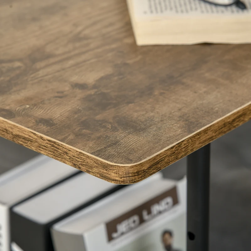 HOMCOM Tavolino da Salotto Stile Industriale, Altezza Regolabile e 4 Ruote con Freno, 80x40x60-75cm