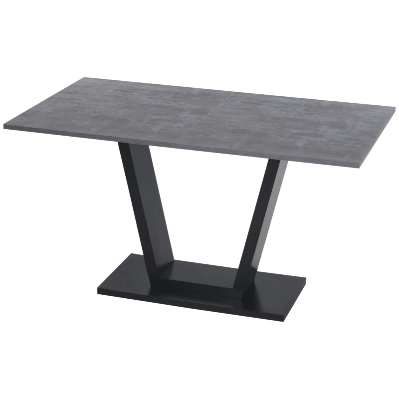 HOMCOM Tavolo da Pranzo per 4-6 persone con Piano Effetto Marmo, 140x80x76cm, Nero