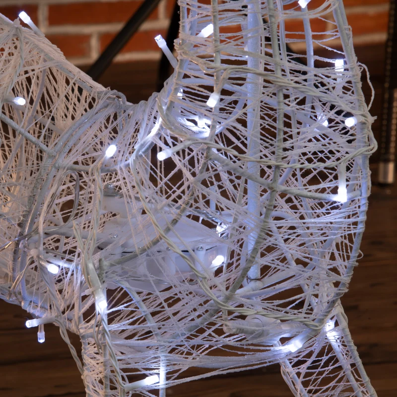 Outsunny Renne lumineux de Noël - décoration LED extérieure de Noël - 92 LED blanc chaud fils de coton blanc