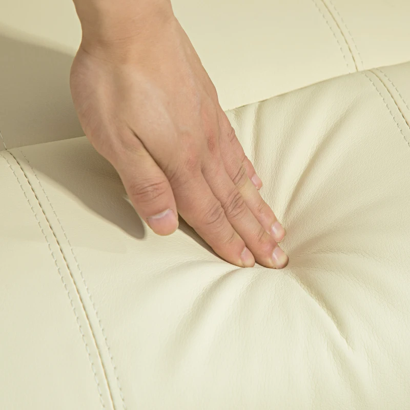 HOMCOM Elektrischer Relaxsessel mit Aufstehhilfe, Liegestuhl, Becherhalter, Kunstleder, Cremeweiß
