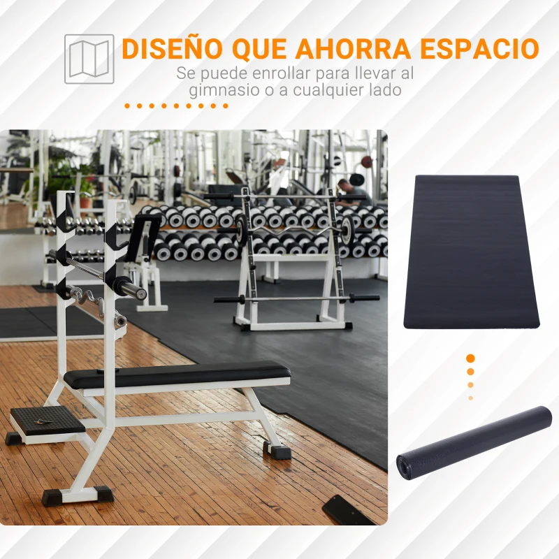 HOMCOM Esterilla para Aparatos de Entrenamiento Esterilla Protección de Suelo Bicicleta Elíptica Cinta de Correr Gimnasio Protectora de Suelo 170x75x0.4 cm Negro