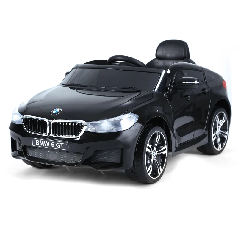 HOMCOM Macchina Elettrica per Bambini BMW 6GT 6V, Macchina Telecomandata con Musica e Fari LED, MP3, Clacson, 106 x 64 x 51 cm, Nero