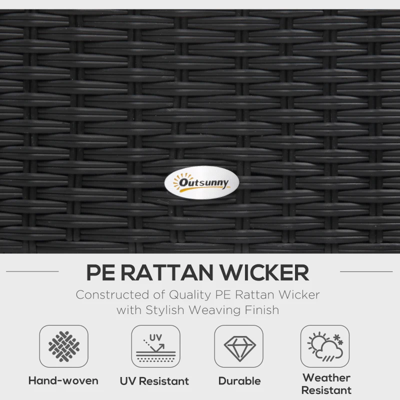 Outsunny 4 PCs Rattan Garden Furniture Outdoor Sectional Corner Sofa and Coffee Table Set  Conservatory Wicker Weave Furniture with Armrest and Cushions - Black