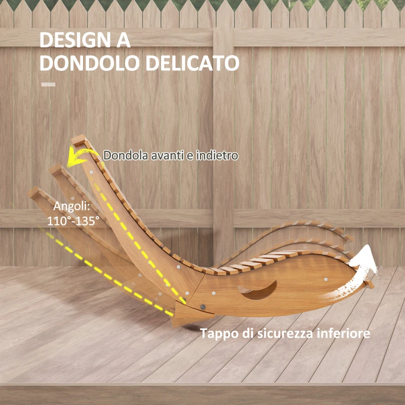 Outsunny Sedia a Dondolo da Giardino a S con Seduta Ergonomica, in Legno di Abete e di Pino, 130x60x60 cm