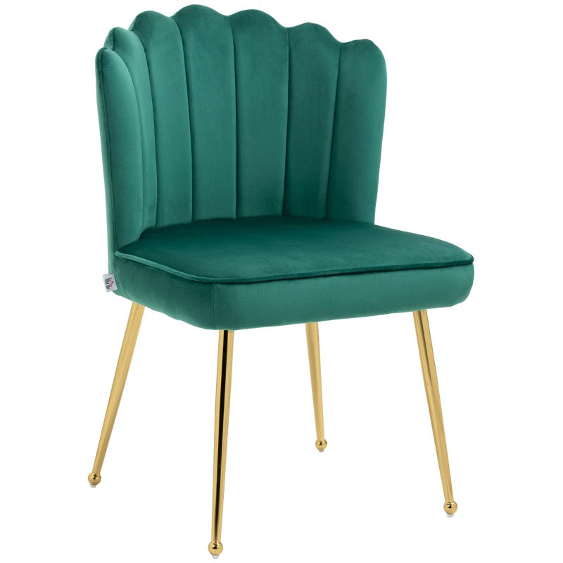 HOMCOM Velvet-Feel Shell Accent Chair - Green