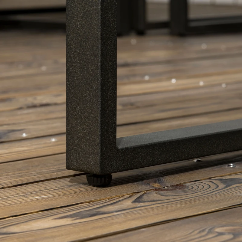 Outsunny Gartenmöbel-Set für 4 Personen 2 Sofa 2 Tische wetterbeständig, 128 cm x 79 cm x 76,5 cm, Hellgrau + Schwarz