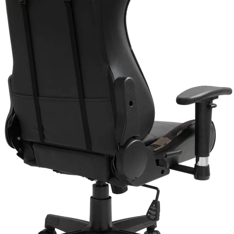 HOMCOM Fauteuil Gamer Chaise gaming Coussin Massant chaise de bureau Accoudoirs réglables coussin lombaire avec fonction de massage par vibration Noir