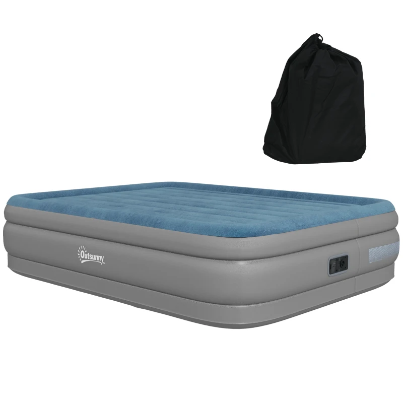 Outsunny King-Size Inflatable Mattress, with Built-In Electric Pump and Bag