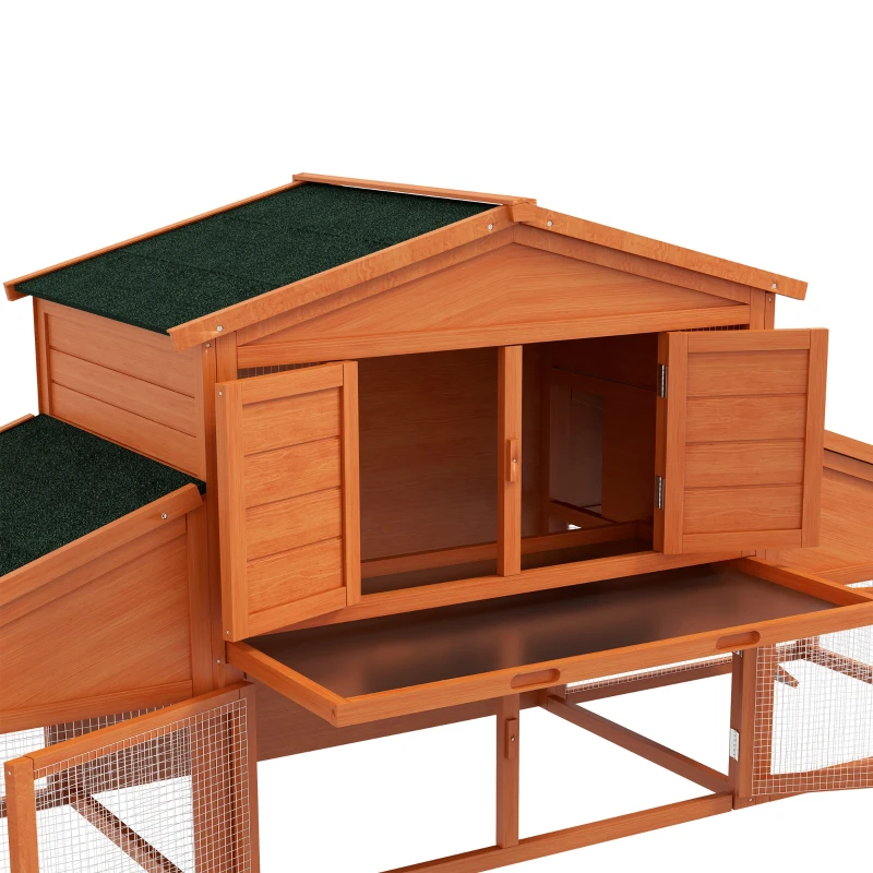 PawHut Clapier cage à lapins rongeurs poulailler XXL 2 étages 2 enclos tiroir déjection 2,25L x 0,70l x 1H m bois massif pin