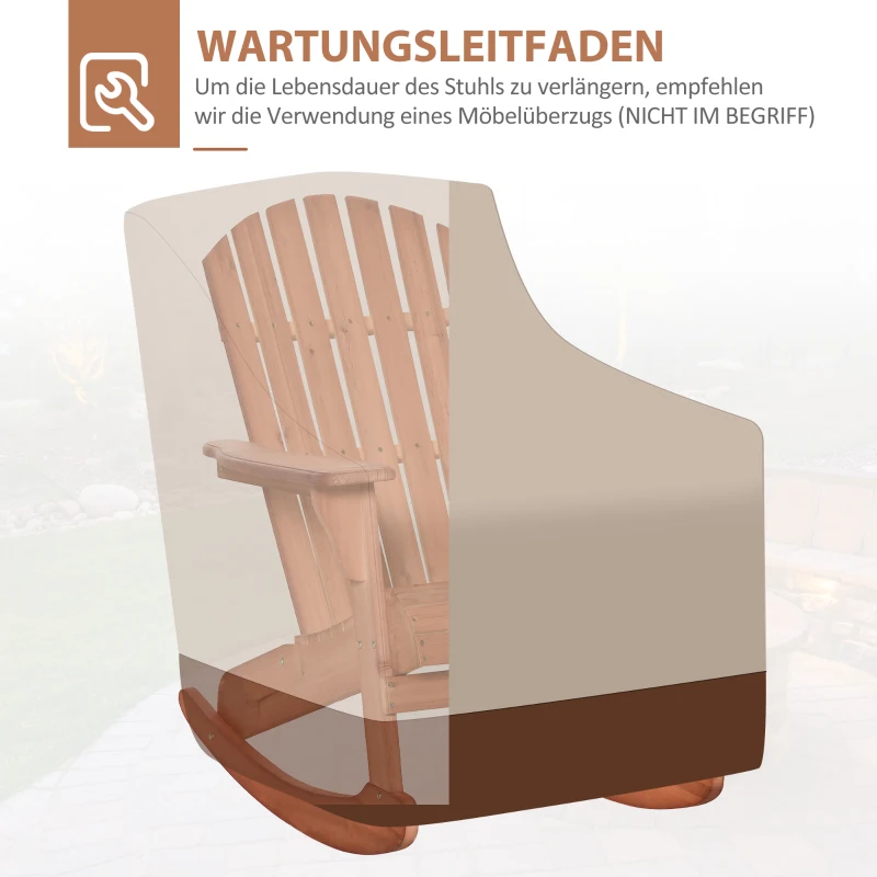 Outsunny Adirondack Gartenstuhl Schaukelstuhl Schaukelsessel Gartensessel Gartenmöbel Balkonstuhl Natur 77 x 94 x 97 cm