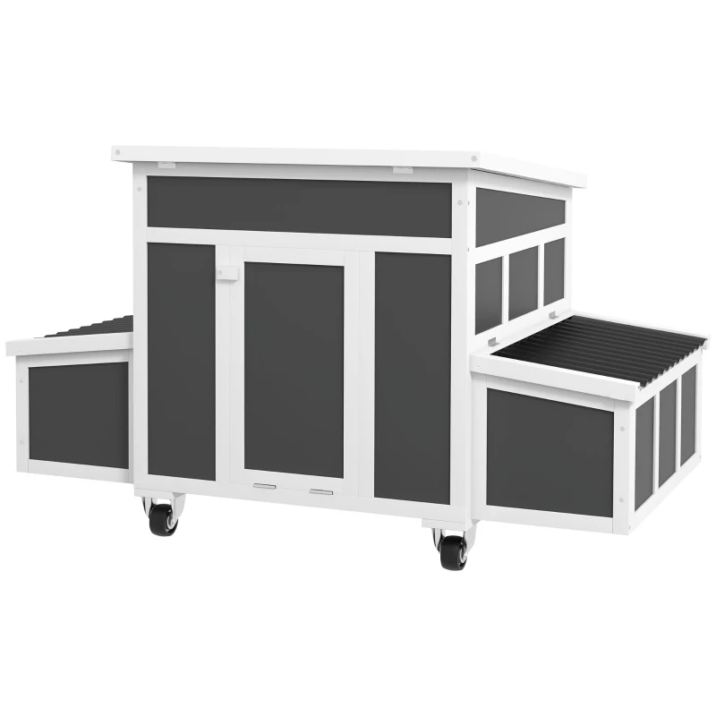 PawHut Gallinero para Exterior 147x93,5x89,5cm con Ventana Nido Bandeja Extraíble y Perchas Jaula para 1-6 Gallinas Gris Oscuro