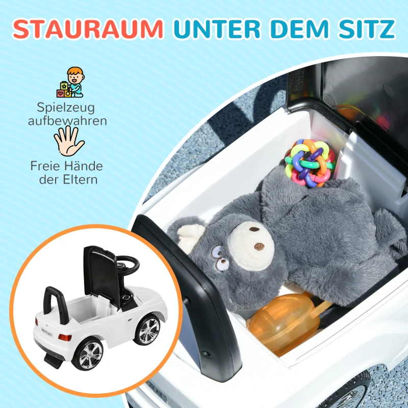 AIYAPLAY Bentley Bentayga Rutschauto, Rutscherfahrzeug mit Hupe Musik Kippschutz für Kinder ab 18 Monaten Weiß