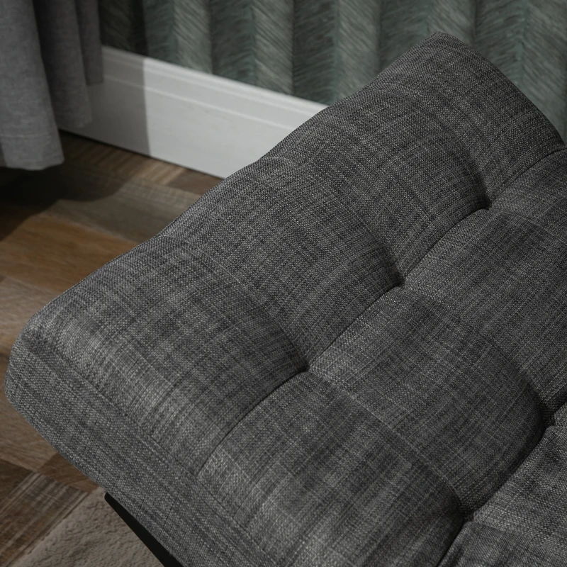 HOMCOM Divano Letto Singolo con Braccioli Regolabili su 3 Posizioni in Tessuto e Legno, Nero e Grigio